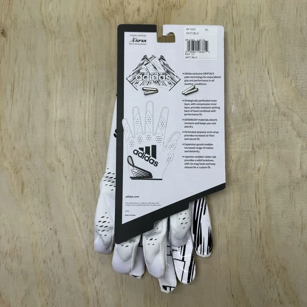NEW Adidas Adizero 12 Football Gloves White Black Size XL AF1531-110